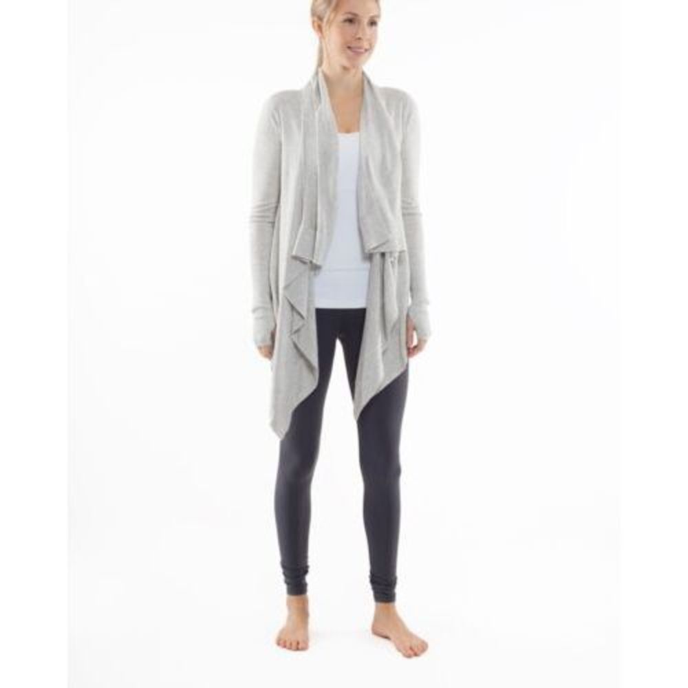 Lululemon Grey Sweater Open Cardigan Short Long LS Rain Cotton Blend M